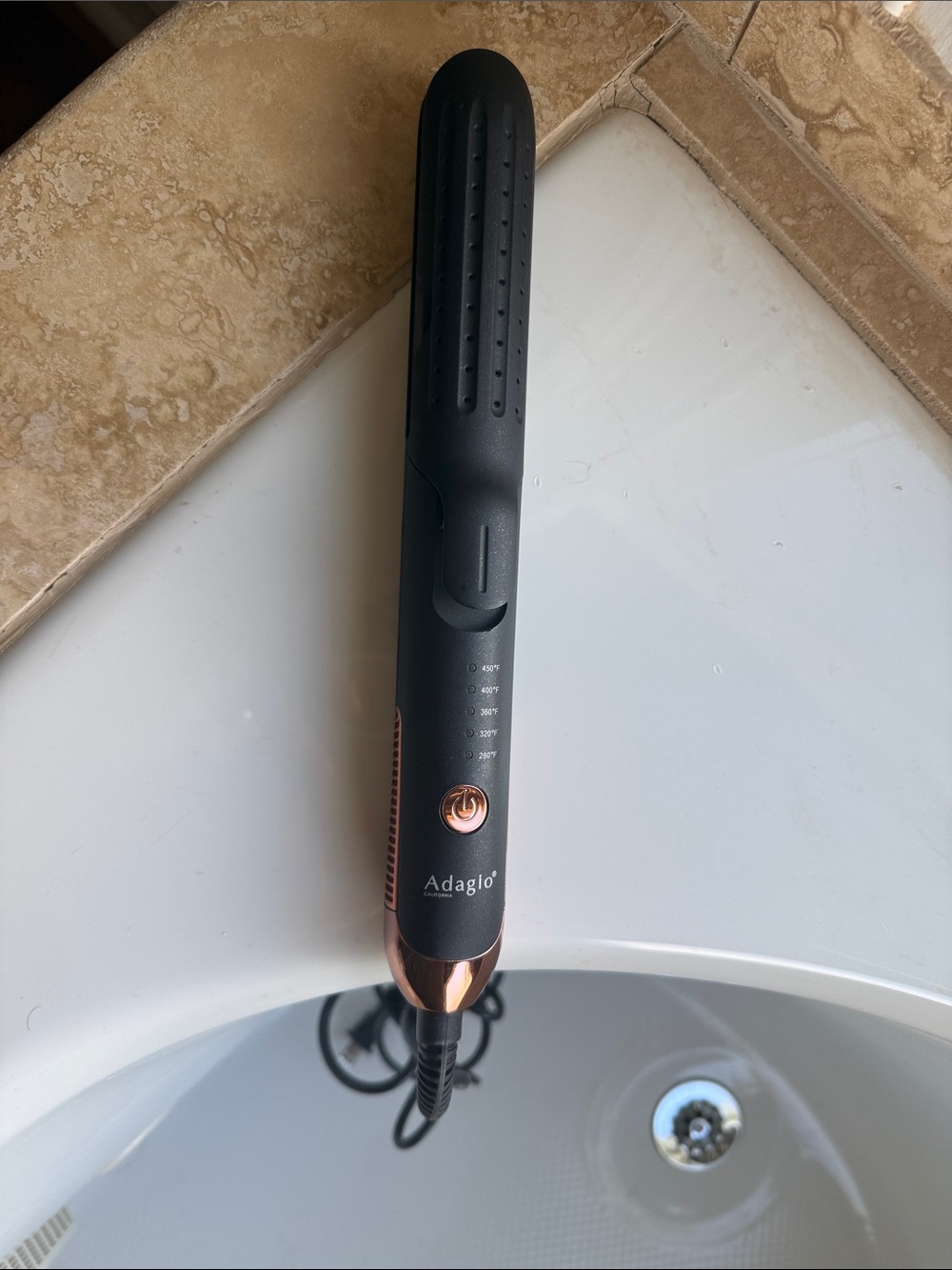 Adagio Black and Rose Gold Hair Straightener - Professional Flat Iron